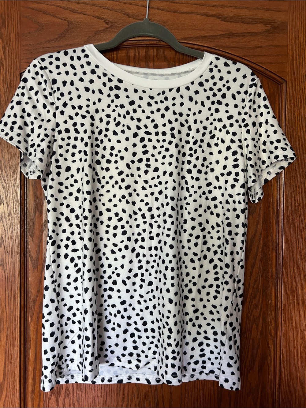 SHEIN White Short Sleeve Dalmatian Spot Tee